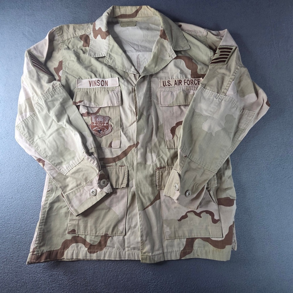 US Air Force Desert Camo BDU Combat Jacket Med Regular Vinson Patches USA Made
